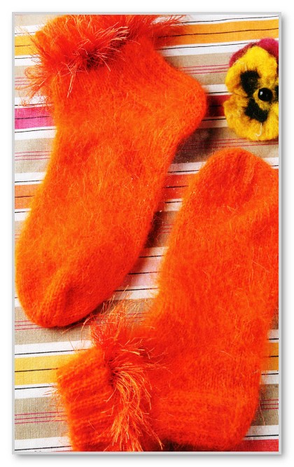Вязание спицами. Короткие носки из мохера. Размеры: 37) Вязание спицами. Короткие носки из мохера. Размеры: 37