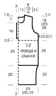 Вязание спицами. Выкройка женского летнего платья-поло с капюшоном. Размеры: 38/40 (42/44) 46/48