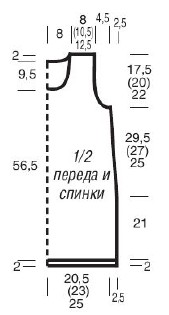 Вязание спицами. Выкройка женской летней туники-безрукавки. Размеры: 36/38 (40/42) 44/46