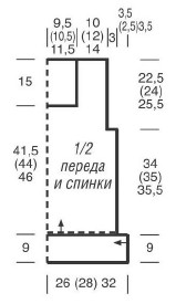 Вязание спицами. Выкройка прямого женского летнего сарафана-туники. Размеры: 34/36 (40/42) 46/48