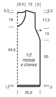 Вязание спицами. Выкройка прямого женского летнего сарафана с V-образным вырезом. Размеры: 38/40