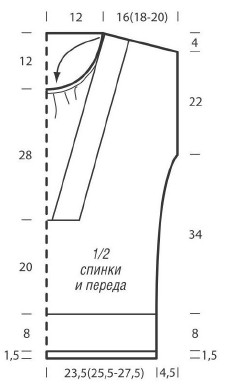 Вязание спицами. Выкройка женской летней прямой туники-пуловера с рукавами японка. Размеры: 36/38 (40/42) 44/46 Вязание спицами. Выкройка женской летней прямой туники-пуловера с рукавами японка. Размеры: 36/38 (40/42) 44/46