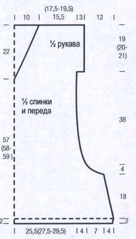 Вязание спицами. Выкройка женской летней туники А-силуэта, с V-вырезом. Размеры: 42/44 (46/48) 50/52 Вязание спицами. Выкройка женской летней туники А-силуэта, с V-вырезом. Размеры: 42/44 (46/48) 50/52