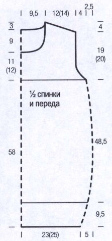 Вязание спицами. Выкройка женского летнего платья. Размеры: 42/44 (46/48)