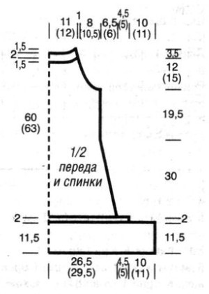 Вязание спицами. Выкройка летнего платья на бретелях. Размеры: 36/38 (42/44)