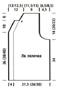Вязание спицами. Выкройка летнего жакета с короткими рукавами. Размеры: 42 (46-48; 52-54)