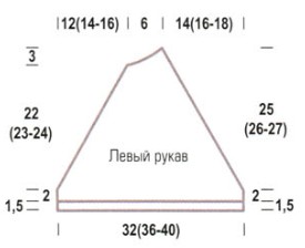 Вязание спицами. Выкройка летнего пуловера с короткими рукавами реглан. Размеры: 36/38, 40/42, 44/46