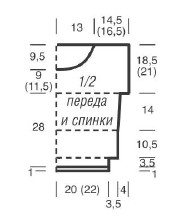 Вязание спицами. Выкройка летнего короткого пуловера. Размеры: 36/38 (40/42)