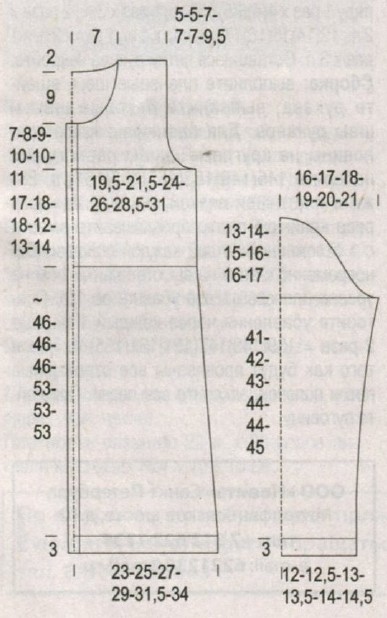 Вязание спицами. Выкройка женского летнего пальто. Размеры: 36(38)40(42)44(46)