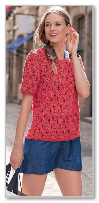Вязание спицами. Ажурный пуловер с короткими рукавами. Размеры: S/M/L/XL/XXL