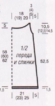 Вязание спицами. Выкройка удлиненного женского летнего топа. Размеры: 36/38 (40/42) 44/46