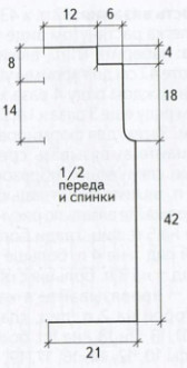 Вязание спицами. Выкройка прямой безрукавки с воротником водопад. Размеры: 36-38