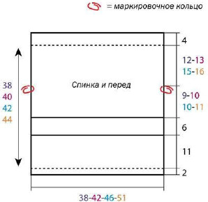 Вязание спицами. Выкройка женского топа на бретелях. Размеры: S/M/L/XL