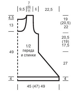 Схемы ажурного узора для декоративного шнура для женской летней туники-майки и выкройка Вязание спицами. Схемы ажурного узора для декоративного шнура для женской летней туники-майки и выкройка