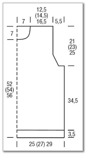 Вязание спицами. Выкройка прямой безрукавки. Размеры: 36/38 (40/42) 44/46