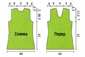 Вязание спицами. Выкройка вязанной спицами летней безрукавки с рюшами. Размеры: 40/42