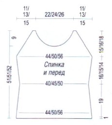 Вязание спицами. Выкройка женского летнего топа. Размеры: S/M/L