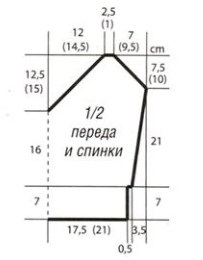 Вязание спицами. Выкройка летнего женского топа с широкими лямками. Размеры: 36 (40/42)