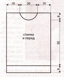 Вязание спицами. Выкройка прямой женской безрукавки с круглым вырезом. Размер: 46