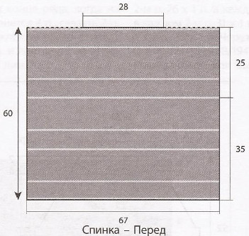 Вязание спицами. Выкройка женской прямой безрукавки. Размер: единый Вязание спицами. Выкройка женской прямой безрукавки. Размер: единый
