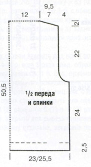 Вязание спицами. Выкройка укороченной прямой безрукавки. Размер: 34-36 (38-40)