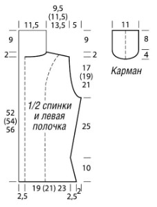 Вязание спицами. Выкройка короткого женского жилета. Размер: 36/38 (40/42) 44/46