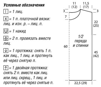 Вязание спицами. Выкройка женской безрукавки. Размер: 34/38 (40/44)