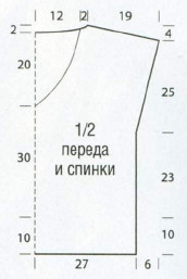 Вязание спицами. Выкройка женской безрукавки c V-вырезом. Размер: 38-40