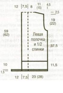 Вязание спицами. Выкройка длинного прямого женского жилета