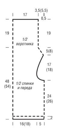 Вязание спицами. Выкройка женской безрукавки с большим воротником
