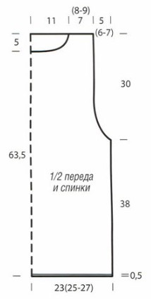 Вязание спицами. Выкройка удлиненной безрукавки с круглым вырезом. Размер: 36/38 (40/42) 44/46 Вязание спицами. Выкройка удлиненной безрукавки с круглым вырезом. Размер: 36/38 (40/42) 44/46
