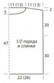 Вязание спицами. Выкройка прямой женской безрукавки. Размер: 36/38 (44/46)