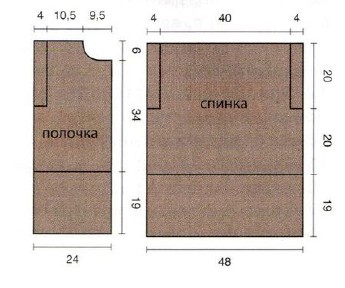 Вязание спицами. Выкройка женского жилета. Размер 44