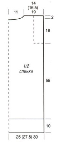 Вязание спицами. Выкройка прямого удлиненного женского жилета. Размер 38/40 (42/44) 46/48