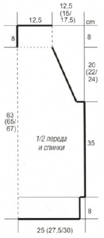 Вязание спицами. Выкройка женской безрукавки. Размер 36 (38/40) 42