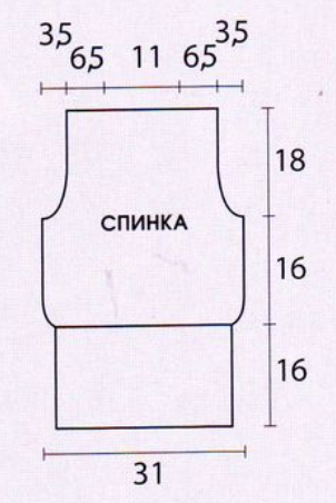 Вязание спицами. Выкройка женского короткого жилета. Размер 38