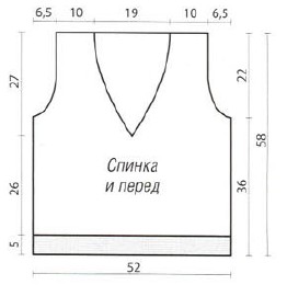 Вязание спицами. Выкройка женской безрукавки. Размер 40-42