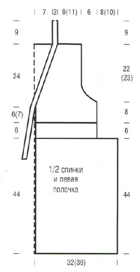 Вязание спицами. Выкройка женского жилета. Размер 42/44 (46/48) Вязание спицами. Выкройка женского жилета. Размер 42/44 (46/48)