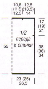 Вязание спицами. Выкройка женской безрукавки вырезом лодочка. Размер: 36/38 (40/42) 44