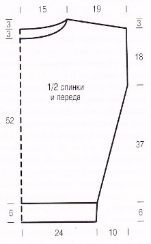 Вязание спицами. Выкройка женской безрукавки. Размер: 42-46